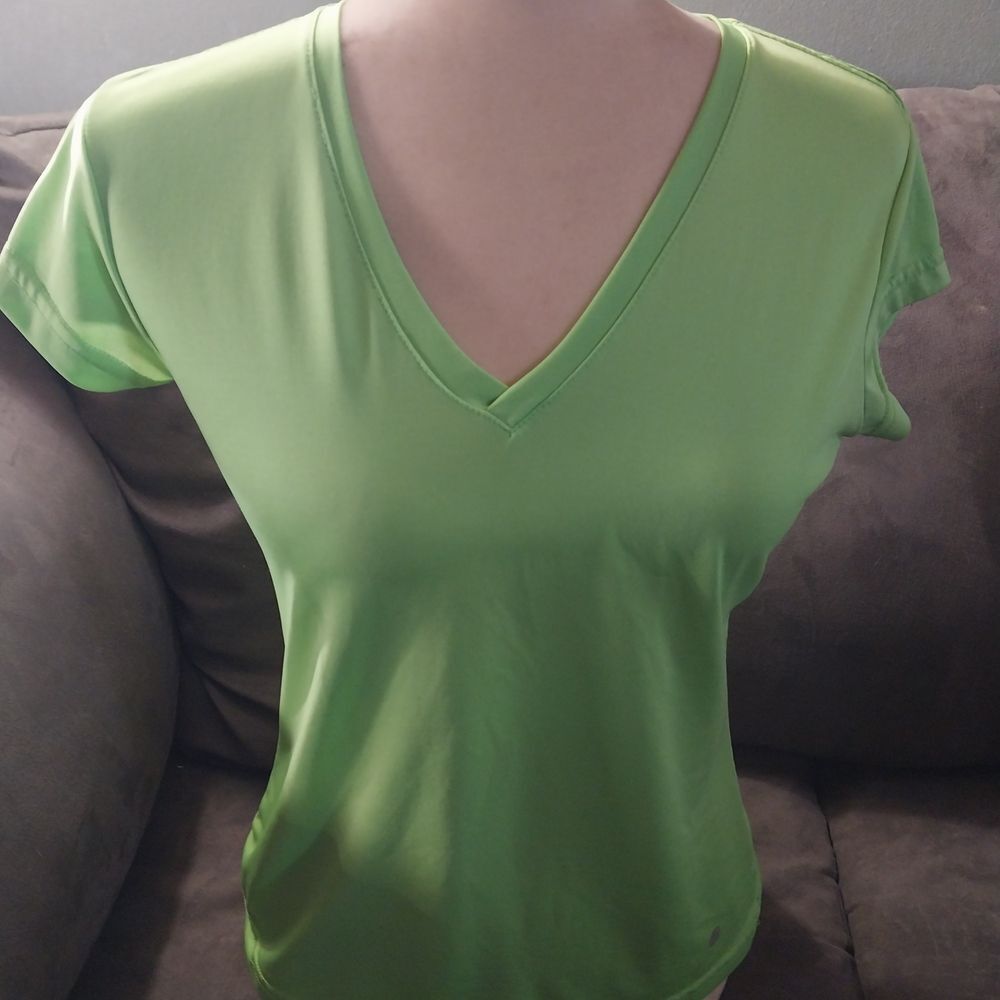 Vibrant Green V-Neck Women's Top